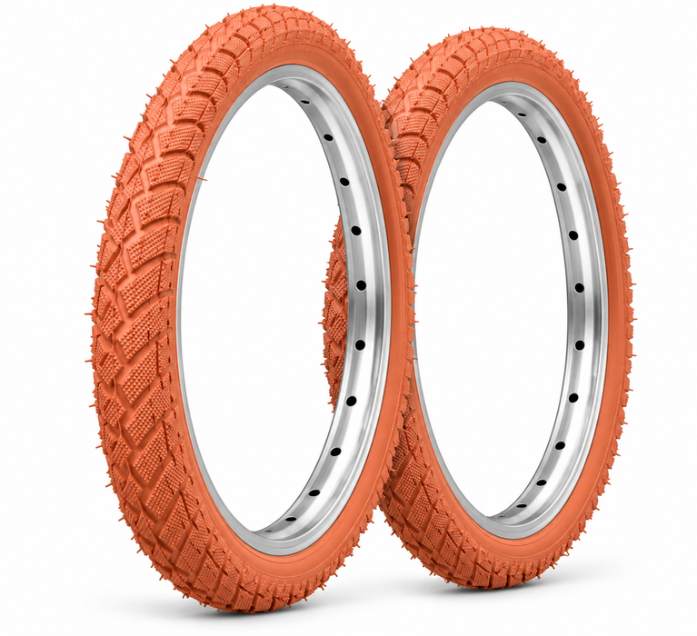 20 x 1.95 (47-406) Orange BMX Bike / Freestyler Semi Slick Tyre Or Tubes
