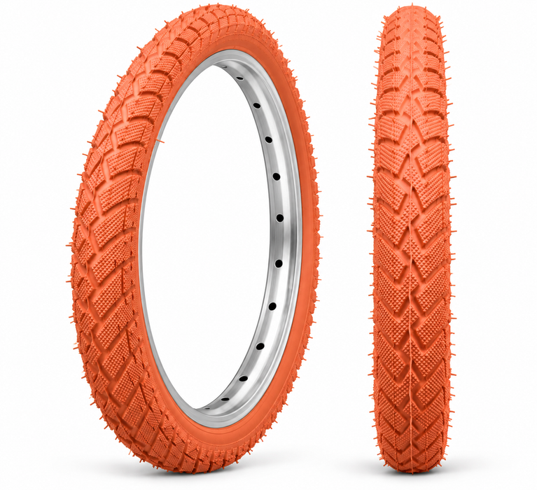 20 x 1.95 (47-406) Orange BMX Bike / Freestyler Semi Slick Tyre Or Tubes