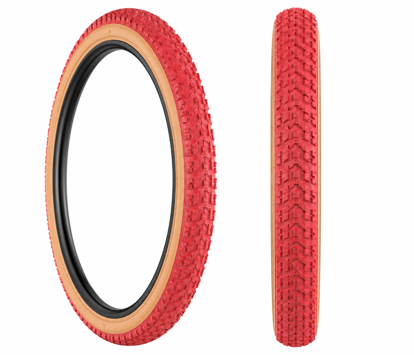 Snakebelly 20 x 2.125 Old School BMX Bike "Snake Belly" Tyre Red Amberwall