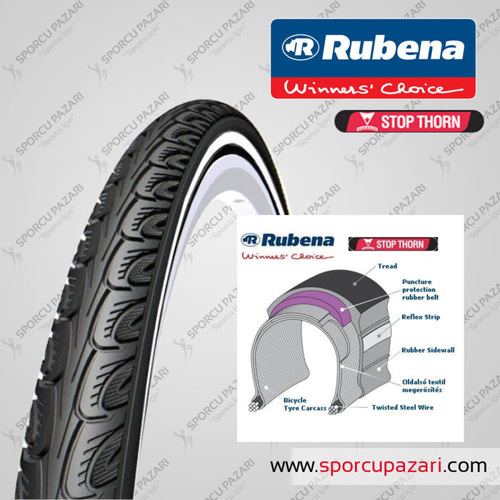 PAIR 700 - 40 622 - 42 RUBENA HOOK V69 STOP THORN PUNCTURE TYRES 3mm LINING