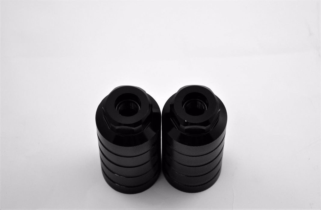 PAIR BIG OVERSIZE BLACK ALLOY BMX BIKE STUNT GRIND PEGS FOR 14mm AXLES 50 x 110m