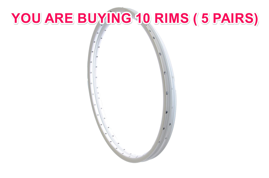 WHOLESALE JOB LOT TEN (10) MTB WHEEL RIMS "RIGIDA RIVAL” 26”(559 x 19c) FOR DISC BRAKES 32 HOLE WITH EYELETS, DOUBLE WALL WHITE