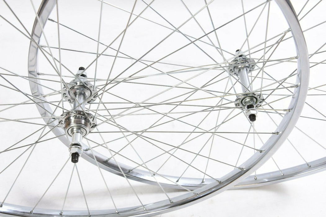 PAIR 27 x 1 1-4” VINTAGE RACER RACING CLASSIC RACE BIKE CHROME RIM WHEELS RARE