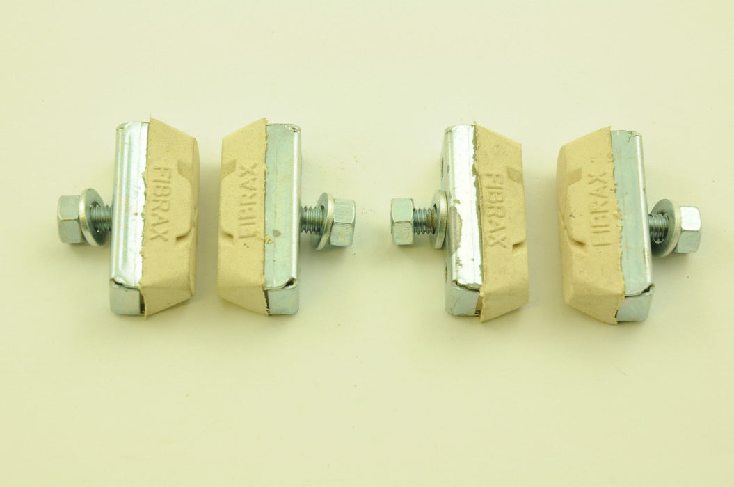 SET OF 4 FIBRAX WHITE BMX MAG WHEEL BRAKE PADS  BRAKE BLOCK OLD SCHOOL BMX