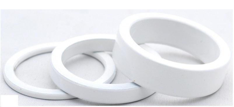 SET OF THREE 1 1-8” 28.6mm  XTASY WHITE HEADSET SPACERS 2mm, 5mm 10mm ALLOY FOR A-HEAD HANDLEBAR STEMS