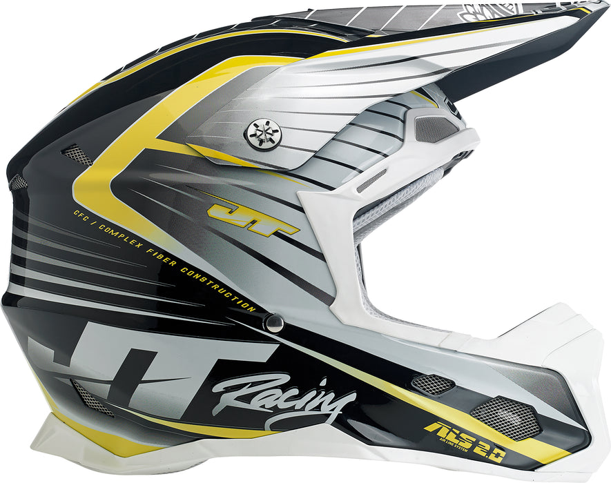 JT Racing ALS 2.0 Moto-X - Motocross Helmet – Small - White, Black, Yellow