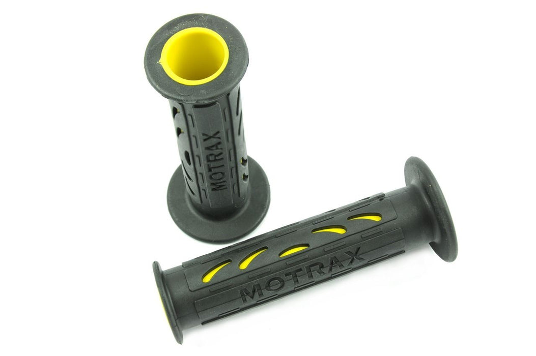 MOTORCYCLE DUAL DENSITY HANDLEBAR GRIPS 135mm OPEN END 22mm BLK -YELLOW GR15