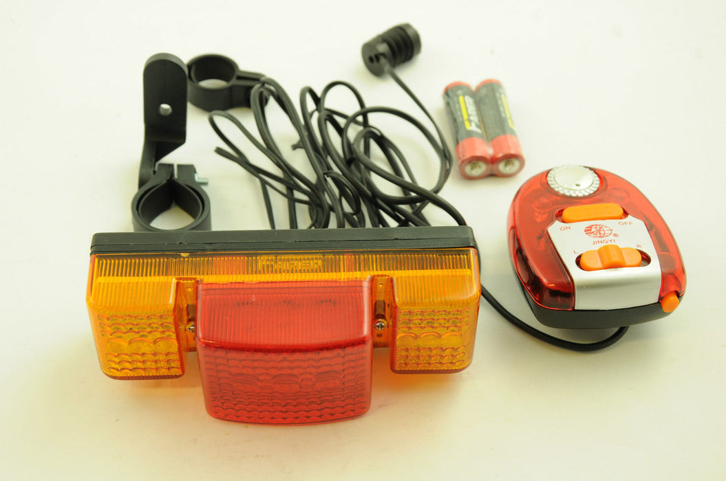 BIKE INDICATOR LIGHTS, REAR BRAKE LIGHT & MULTI SOUND SIREN REAR CARRIER MOUNTIN