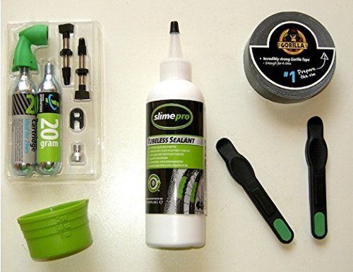 CONVERT YOUR WHEELS TO TUBELESS - 8oz SLIME PRO, GORILLA TAPE, CO2 INFLATOR KIT - Bankrupt Bike Parts