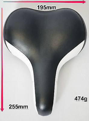 LUXURY BIKE SEAT KALKHOFF BLACK & WHITE PADDED CYCLE SADDLE UNISEX 195mm x 255mm