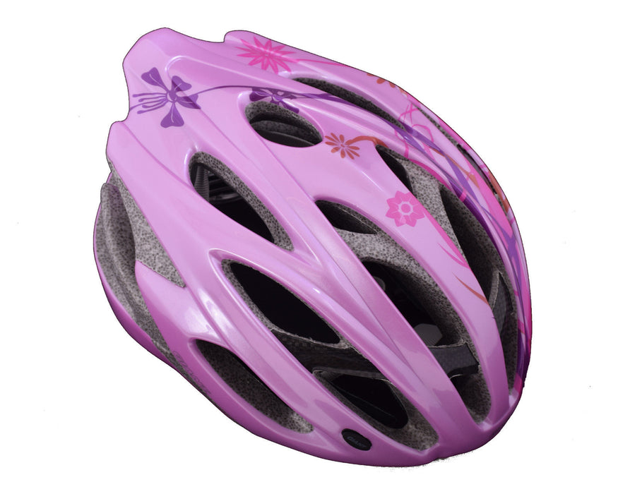 GIANT ARES BICYCLE HELMET CARBON CROWN SAFETY MEDIUM 54-58cm PINK FLOWERS