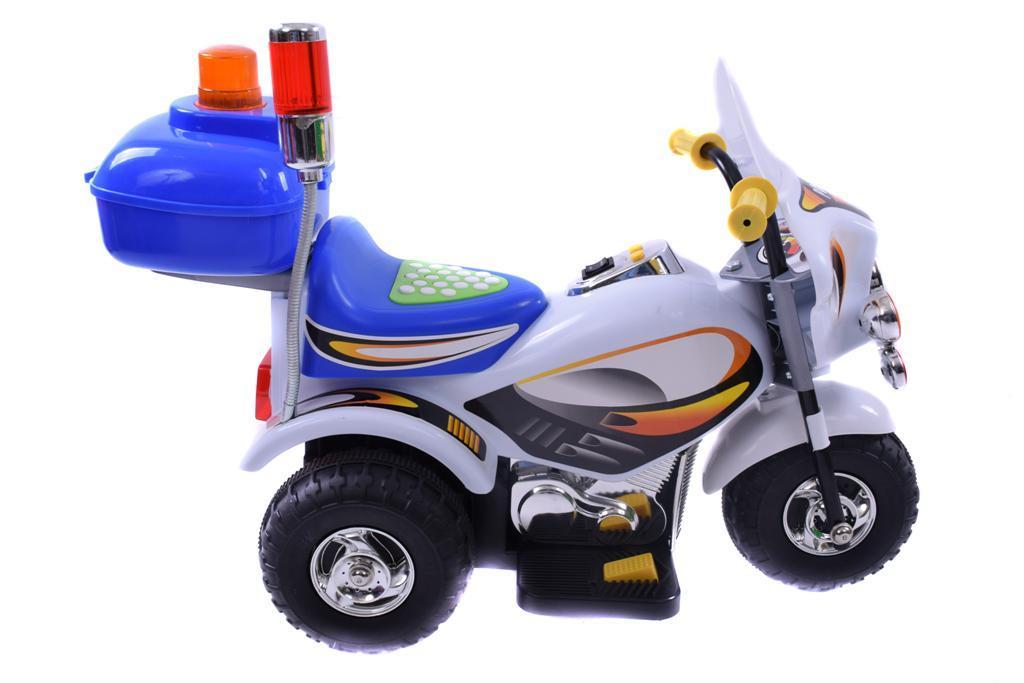 ELECTRIC KIDDIES RIDE ON 3 WHEEL POLICE MOTORCYCLE 20watt  BATTERY MOTOR WHITE