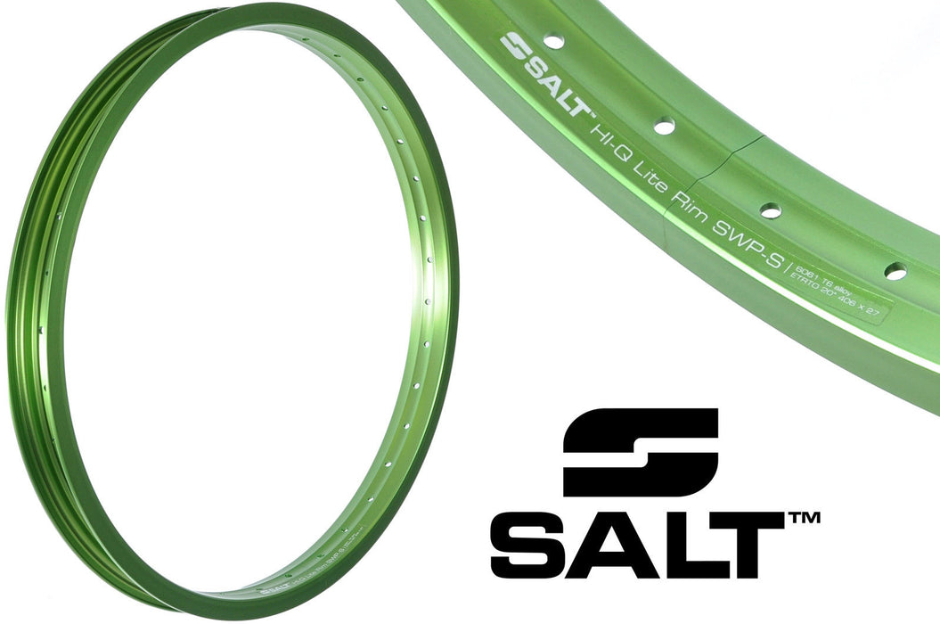 SALT AM HI-Q LITE ALLOY 20” BIKE BMX RIM 36 SPOKE STRAIGHT GREEN SWPS SET