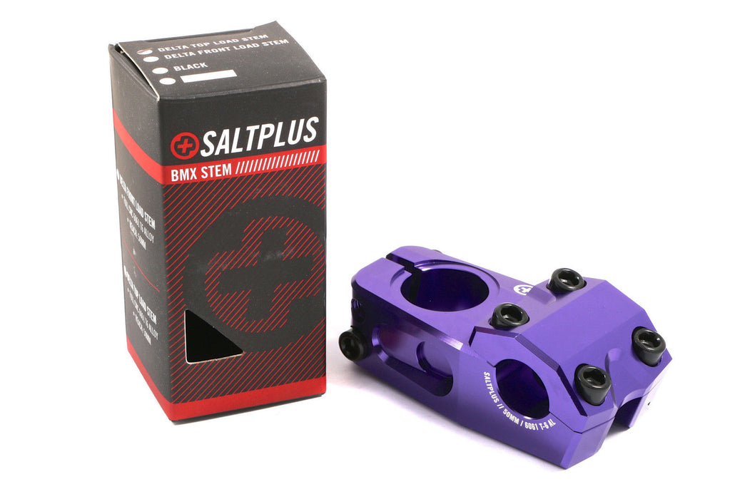 SALTPLUS DELTA TOPLOADER BMX HANDLEBAR STEM PURPLE 50mm REACH 28.6mm