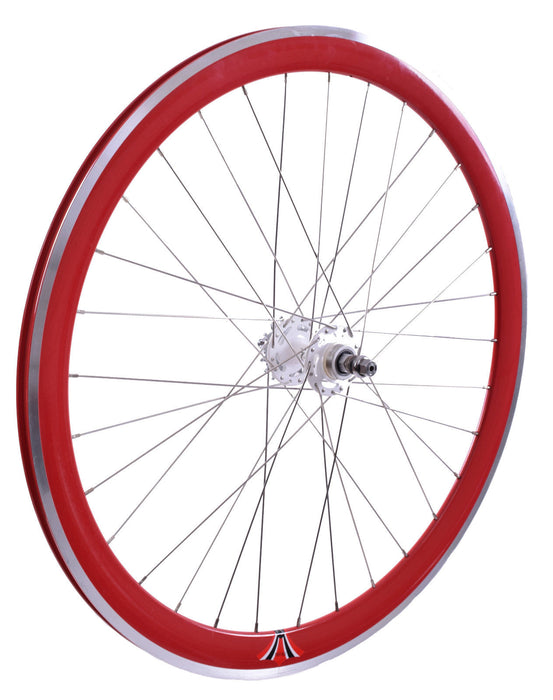 PAIR 700c 622-13 FLIP FLOP FIXIE WHEELS,NOVATEC SEALED HUBS DEEP WALL RIMS RED - Bankrupt Bike Parts