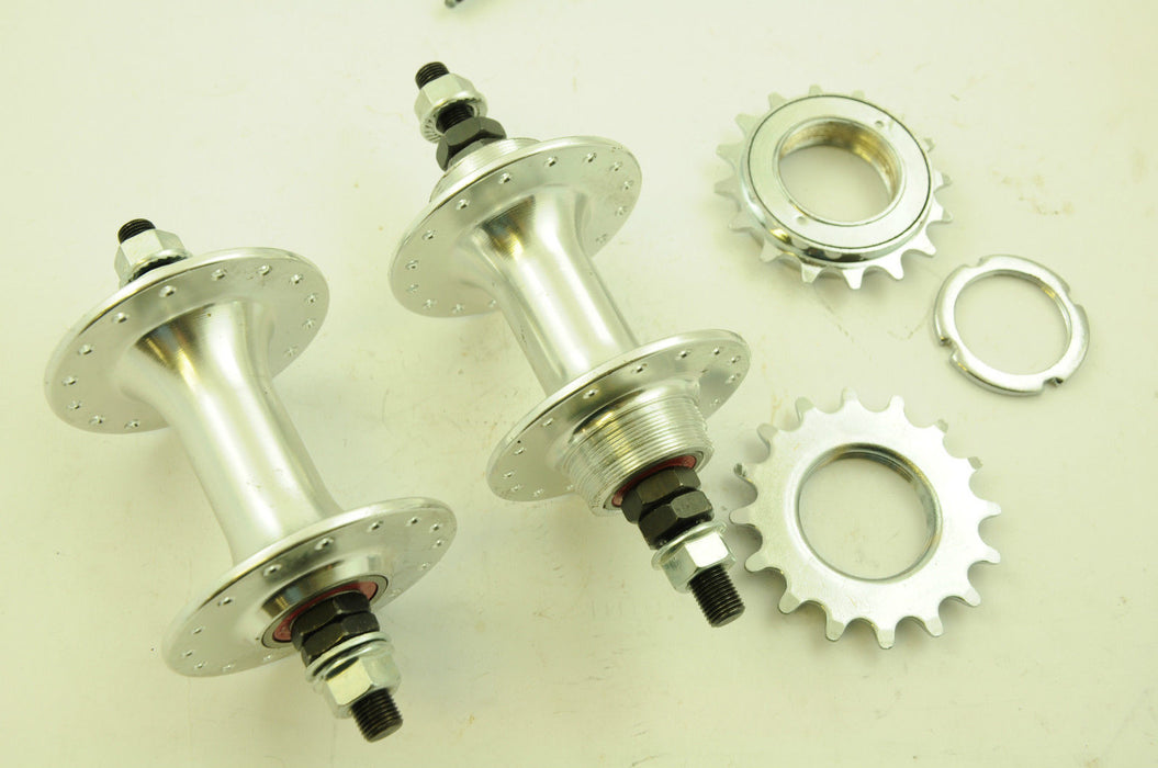 32 SPOKE FLIP FLOP ALLOY FRONT & REAR HUBS SEALED BEARING FIXIE BIKE + SPROCKETS