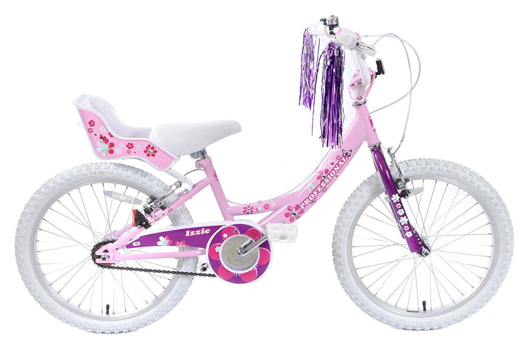 GIRLIE BIKE IZZIE 20" WHEEL BMX STYLE, DOLLY SEAT, STREAMERS, PINK IDEAL PRESENT