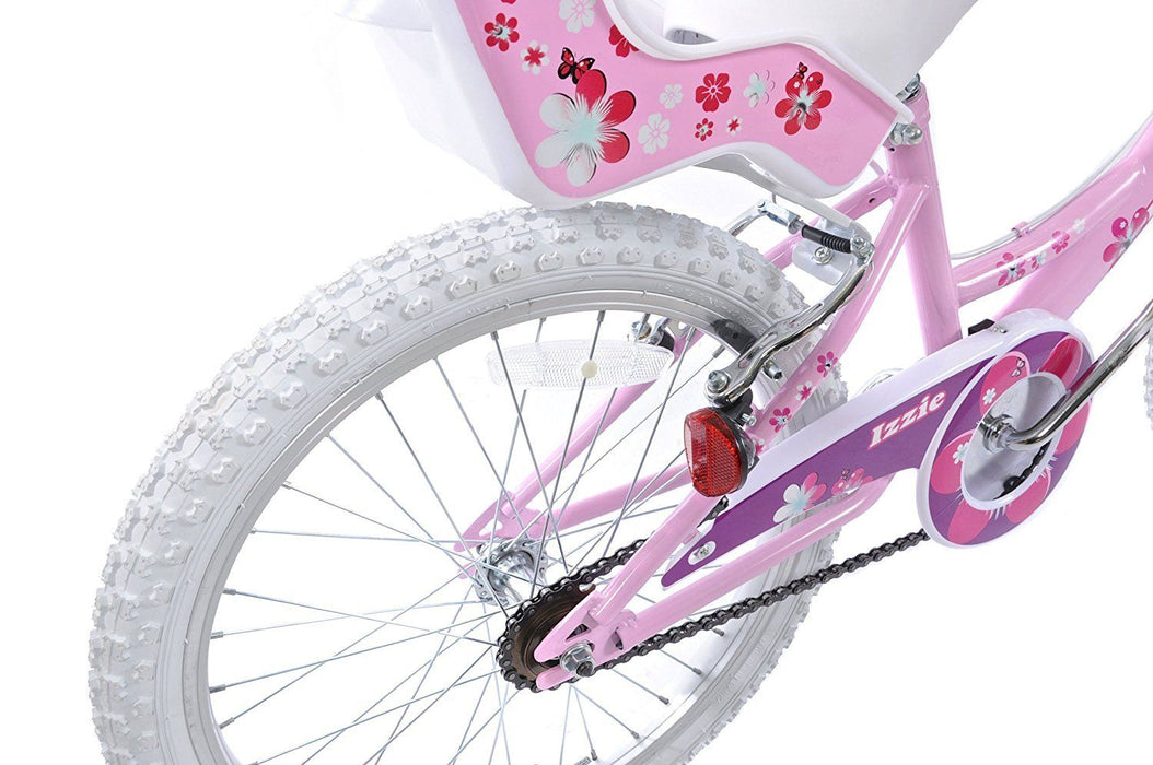 GIRLIE BIKE IZZIE 18" WHEEL BMX STYLE, DOLLY SEAT, STREAMERS, PINK IDEAL PRESENT