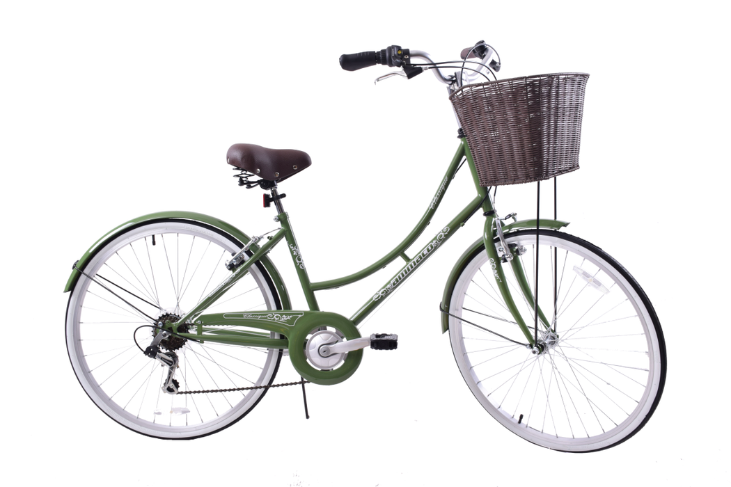 Ladies Lifestyle Bike Classique 26" Wheel Basket Green 16" Frame