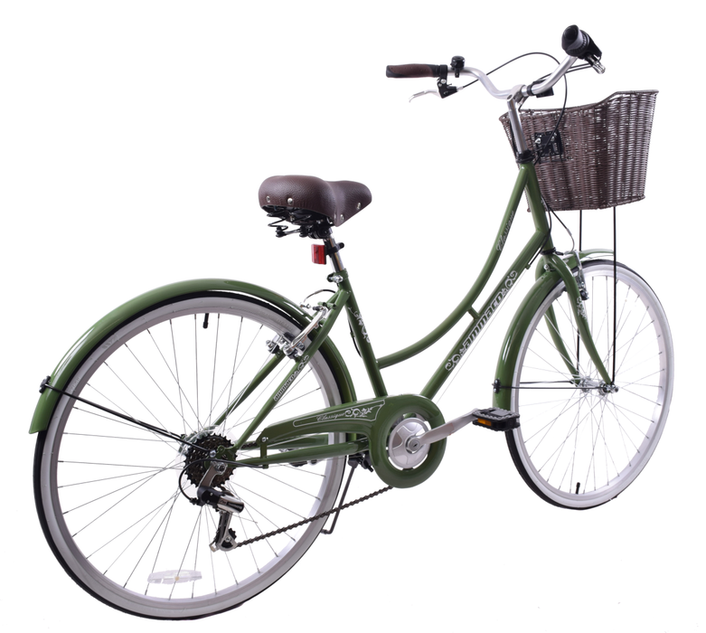 Ladies Lifestyle Bike Classique 26" Wheel Basket Green 16" Frame