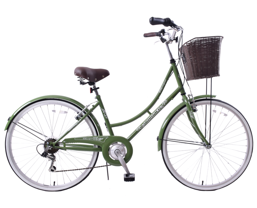 Ladies Lifestyle Bike Classique 26" Wheel Basket Green 19" Frame