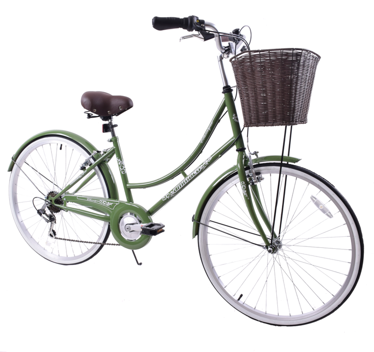 Ladies Lifestyle Bike Classique 26" Wheel Basket Green 19" Frame