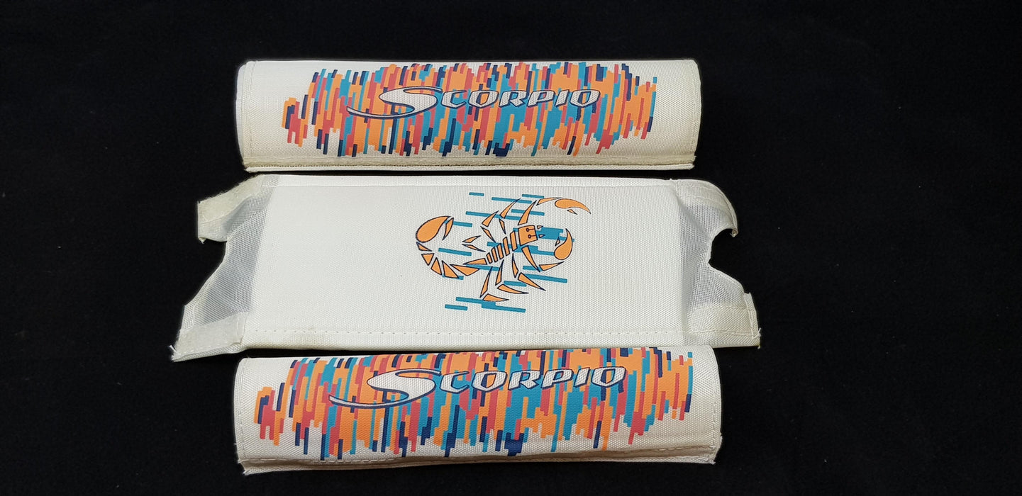 OLD SCHOOL BMX 3 PIECE "SCORPIO MAG” WHITE PAD SET NOS MADE IN 1980’s