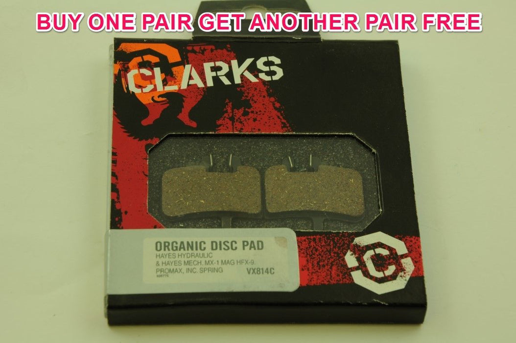 PAIR CLARKS ORGANIC DISC BRAKE PADS VX814C HAYES HYDRAULIC REPLACEMENT BOGOF