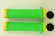 RSP GREEN-YELLOW SLOPESTYLE FLANGE LOCKON HANDLEBAR GRIPS 48mm END PLUGS 60% OFF - Bankrupt Bike Parts