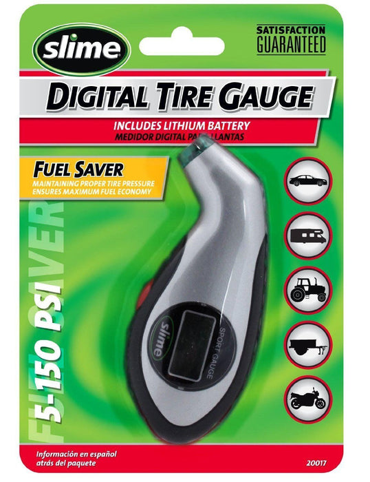 SLIME TYRE PRESSURE GAUGE 5-150 PSI SPORT DIGITAL GAUGE WITH LIGHT, BIKES, CARS