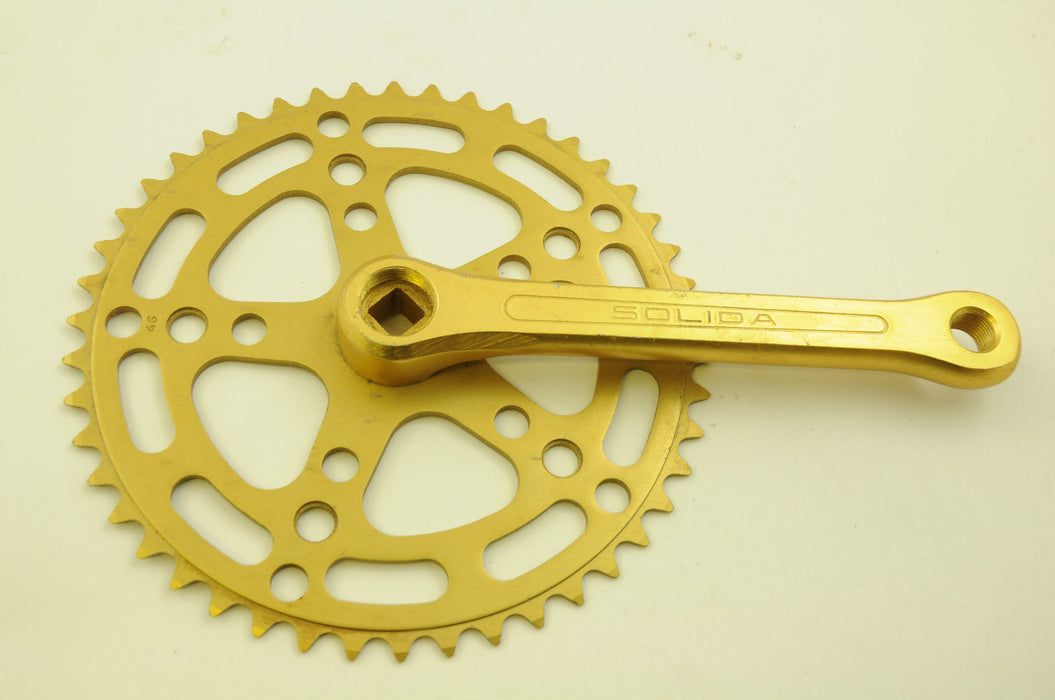 70’s-80’s VINTAGE SOLIDA GOLD COLOUR 46 TEETH ALLOY CHAINWHEEL 170mm CRANK NOS