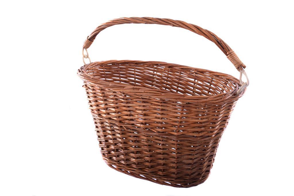 TRADITIONAL DUTCH STYLE CYCLE FRONT WICKER BASKET OVAL SHAPE WITH HANDLE