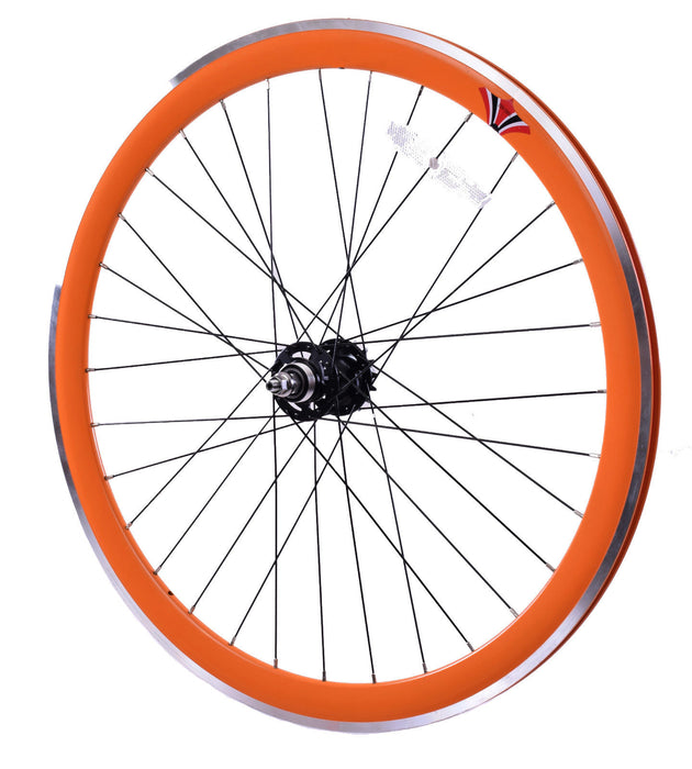 PAIR 700c 622-13 FLIP FLOP FIXIE WHEELS,NOVATEC SEALED HUB DEEP WALL RIMS ORANGE - Bankrupt Bike Parts