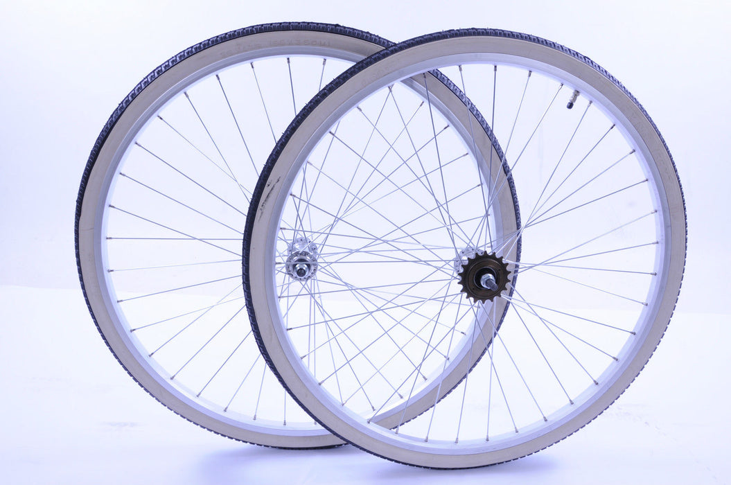 TRADITIONAL TOWN BIKE WHEEL SET COMPLETE 26 x 1 3-8 (590 RIM) SINGLE SPEED