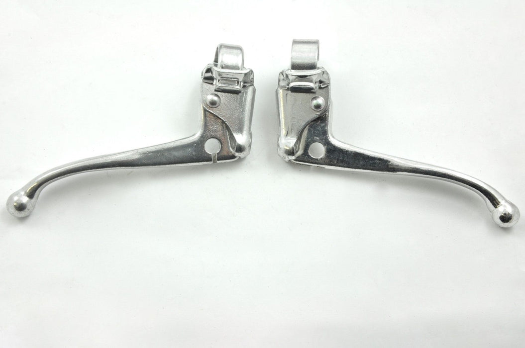 PAIR TRADITIONAL BIKE BRAKE LEVERS POLISHED ALLOY FOR BICYCLE CALIPER BRAKES NOS