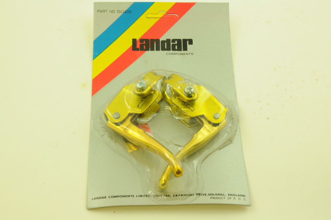 GENUINE 80’S MADE OLD SCHOOL BMX LANDAR MX,2 FINGER BRAKE LEVERS GOLD NOS