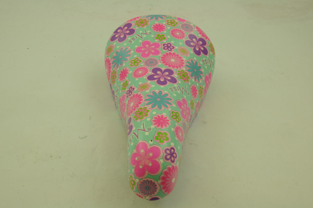 RALEIGH MISS 12+14 KIDDIES BIKE SADDLE FLOWERY GIRLIE BIKE SEAT NO BRACKET TYPE