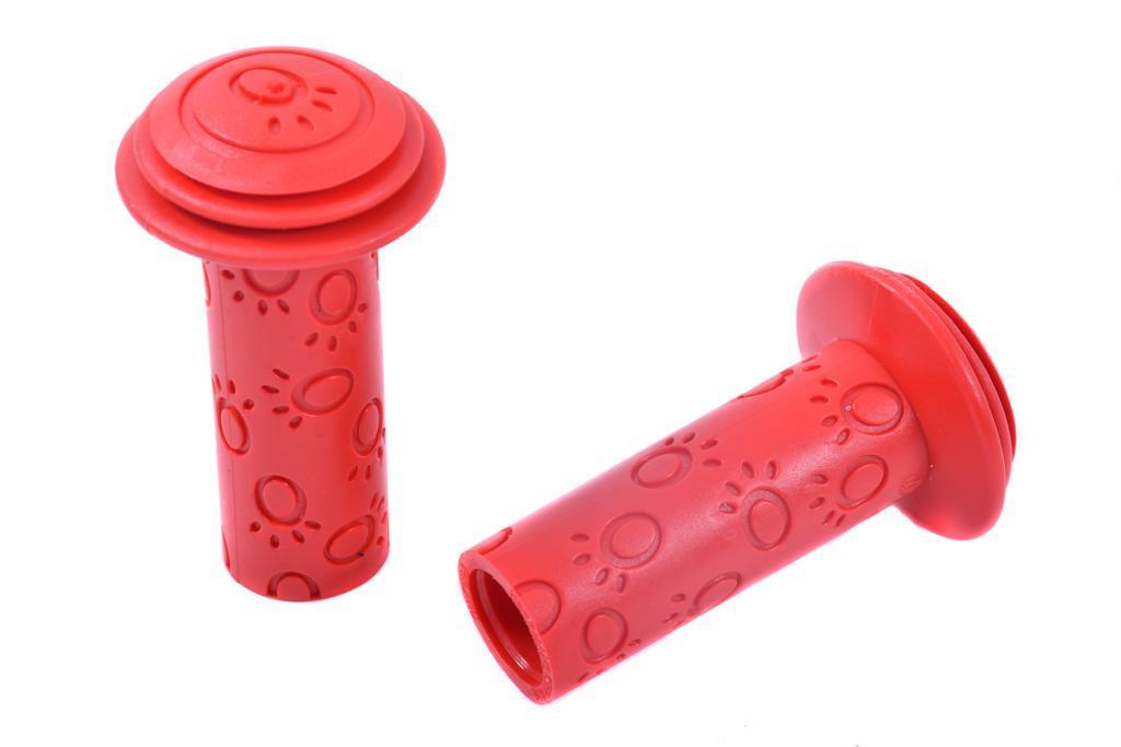 PAIR SHORT 95mm BIKE GRIPS,KIDDIES SOFT RED 22mm HANDLEBAR GRIPS FLANGED BARGAIN