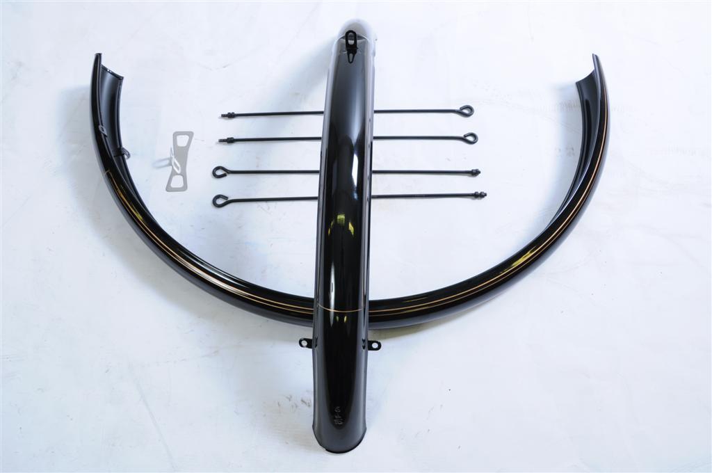 SET MUDGUARDS FOR VINTAGE ROADSTER BIKE DUTCH BIKE 28” WHEEL STEEL + STAYS BLACK