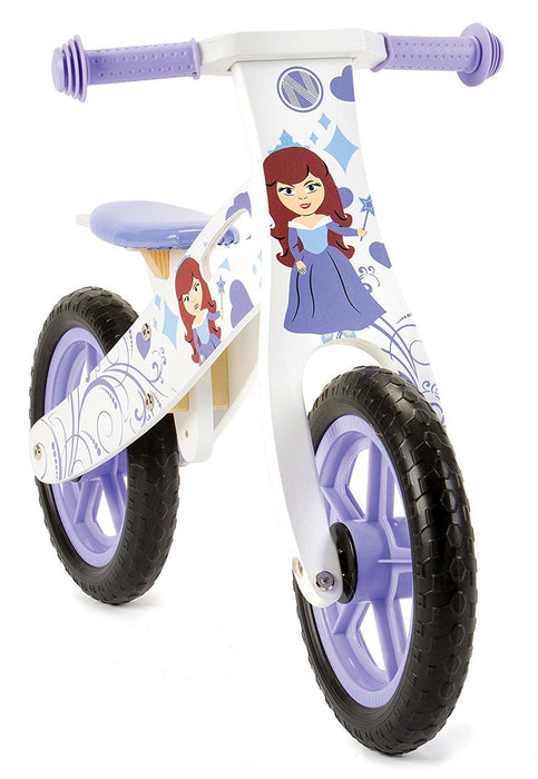 PRINCESS GIRLS BALANCE BIKE,TOP QUALITY WOODEN PURPLE GIRLIE KIDS LEARNING CYCLE