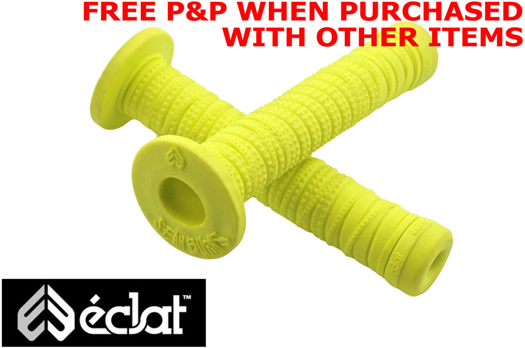 ECLAT SEAN BURNS SIGNATURE BMX HANDLEBAR GRIPS, SOFT KRATON RUBBER BRIGHT YELLOW