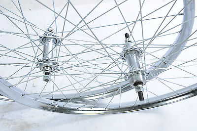 PAIR WHEELS VINTAGE ROADSTER BIKE 26 x 1 1-2 WESTWOOD ROD BRAKE CHROME RIMS NEW - Bankrupt Bike Parts