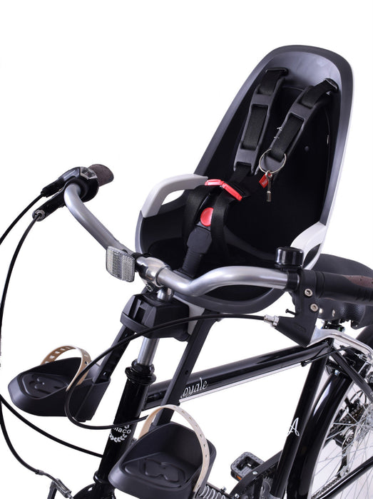 HAMAX CARESS OBSERVER MINI FRONT CHILD BIKE SEAT 15KG MAX KIDDIE GREY- WHITE - Bankrupt Bike Parts