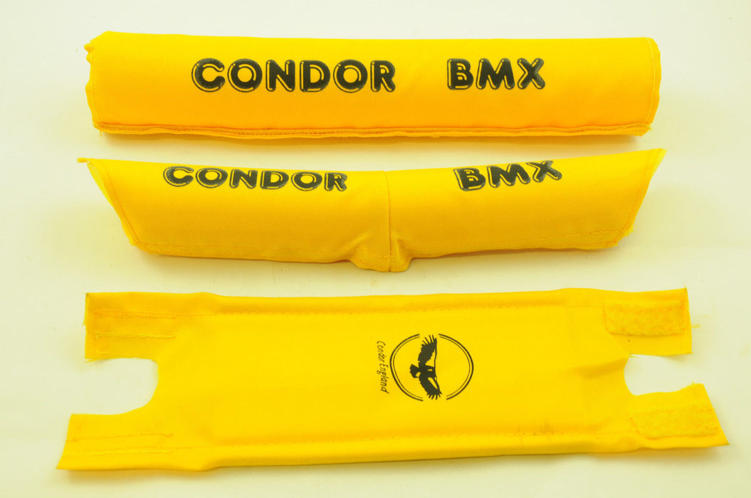 OLD SCHOOL BMX RARE BRAND "CONDOR" YELLOW BMX PAD SET NOS MADE 1980’s ONE ONLY