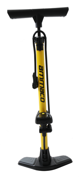 Yellow Bike-Bicycle Floor Track Pump Pro High-Pressure Tyre Alloy Digital Gauge