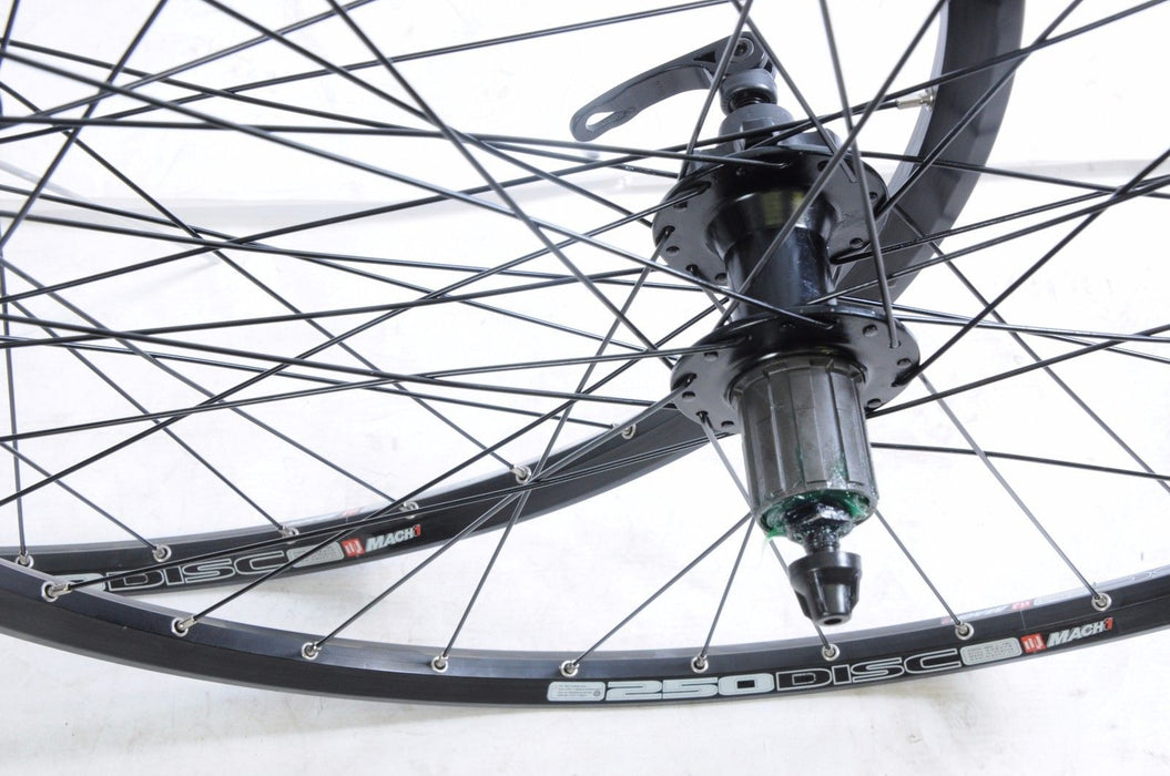 700c WHEELS 622 x19 DISC HUB 8-9 CASSETTE TREKKING HYBRID DUAL WALL BLACK RIMS