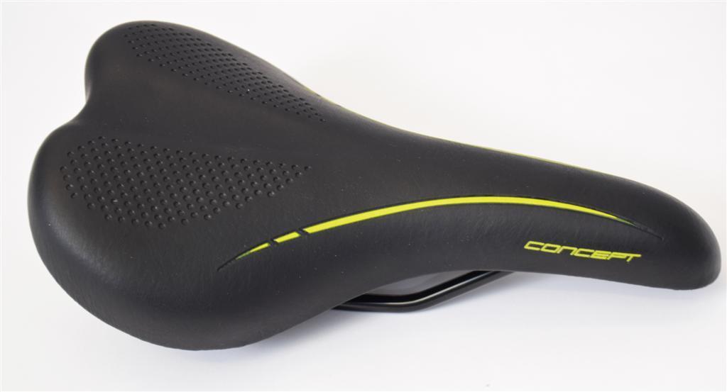 BARGAIN JUNIOR BICYCLE SADDLE MTB CONCEPT BIKE SEAT BLACK-GREEN 240mm x 150mm