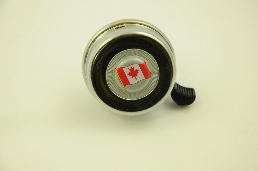 UNUSUAL BICYCLE BELL CANADIAN FLAG 55mm CHROME BIKE BELL LOUD 'RINGER' SOUND