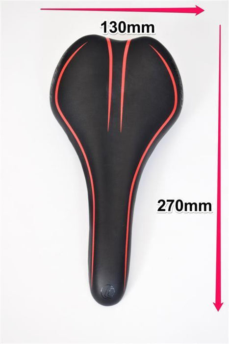 CHEAP PRICE MTB-ROAD BIKE SEAT CONCEPT BLACK-RED LIGHTWEIGHT SADDLE 270mm x 130