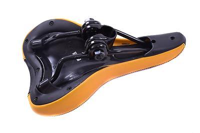 CHILDS BIKE SEAT “JEEP" COMFORT BICYCLE SADDLE BLACK WITH ORANGE SIDES+BRACKET